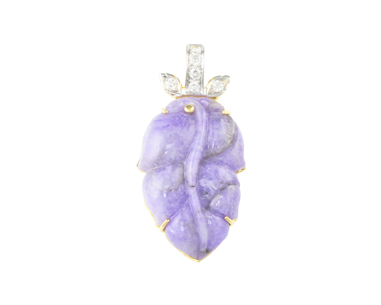 Jadeite (type-A) carving and diamond pendant - Click Image to Close