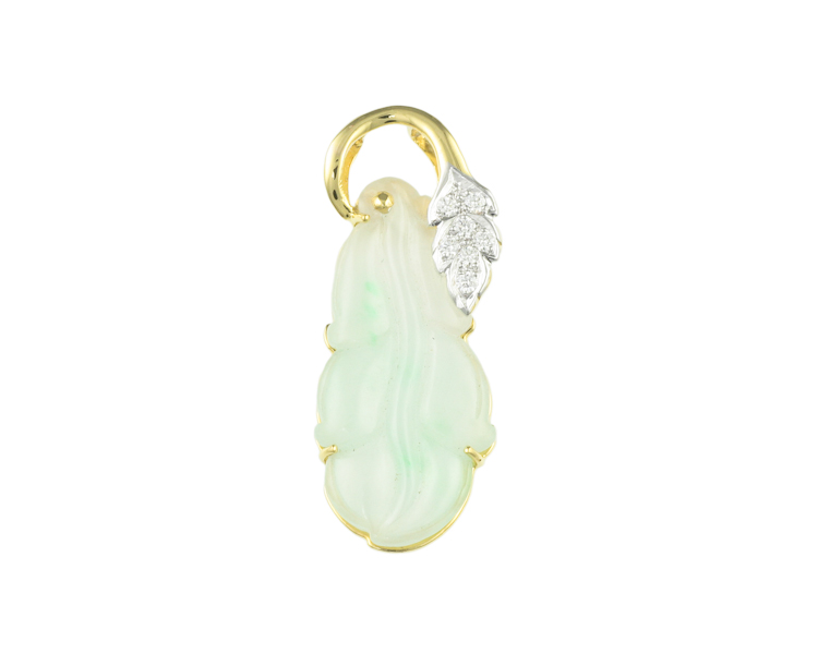 Jadeite (type-A) carving and diamond pendant - Click Image to Close