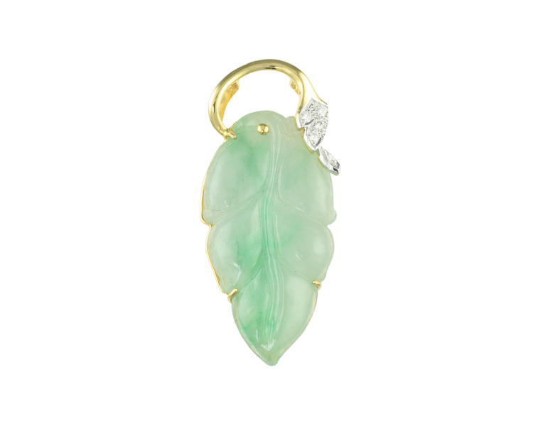 Jadeite (type-A) carving and diamond pendant - Click Image to Close