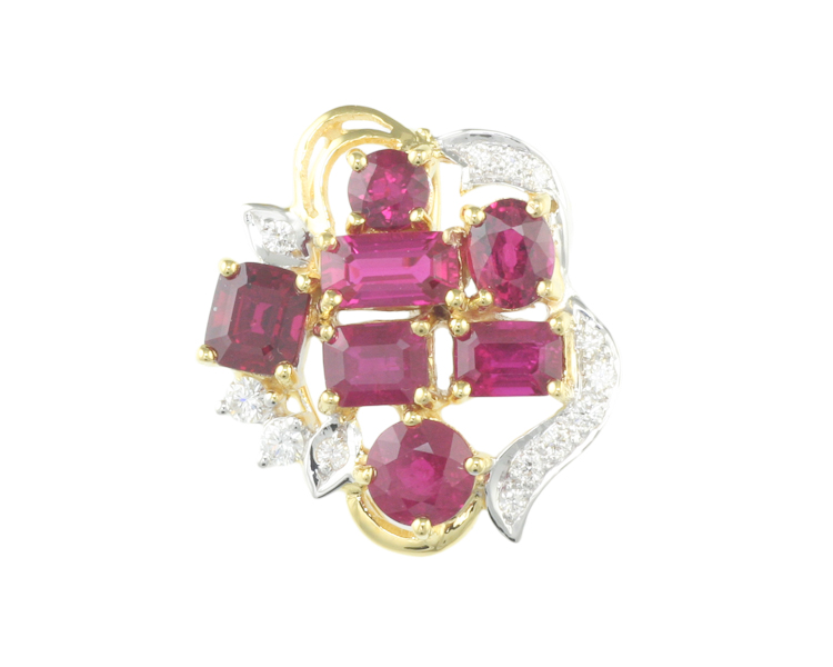 Ruby and diamond pendant - Click Image to Close