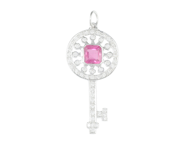 Rubellite and diamond pendant - Click Image to Close