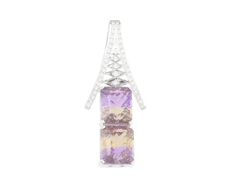 Ametrine and diamond pendant - Click Image to Close