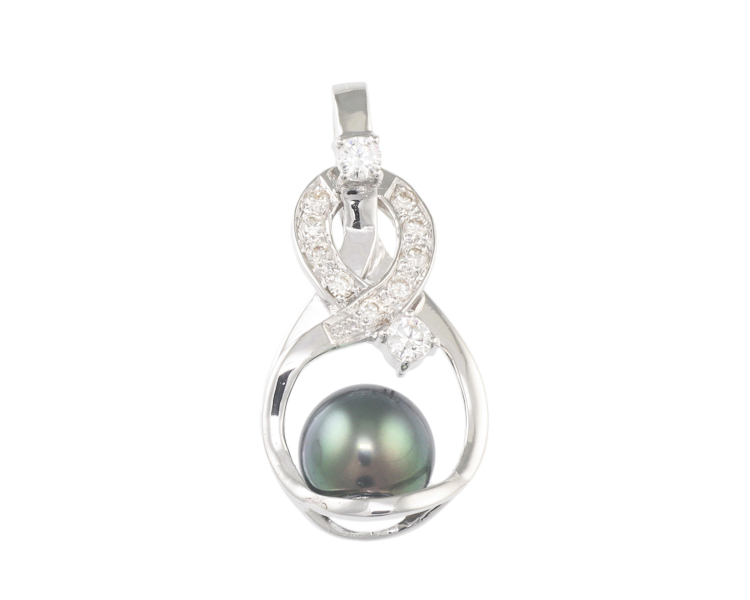 Pearl and diamond pendant - Click Image to Close