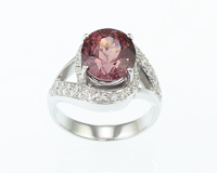 Malaya garnet and diamond ring