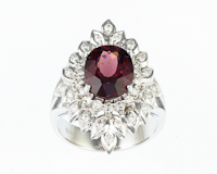 Malaya garnet and diamond ring