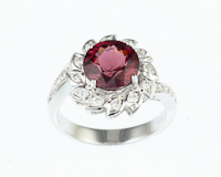 Malaya garnet and diamond ring