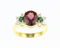 Malaya garnet, garnet and diamond ring