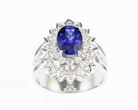 Blue sapphire and diamond ring