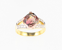 Tourmaline and diamond ring