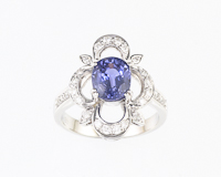 Blue sapphire and diamond ring