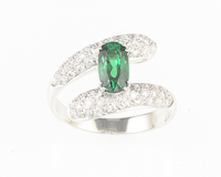 Tsavorite garnet and diamond ring