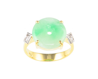 Jadeite (type-A) carving and diamond ring