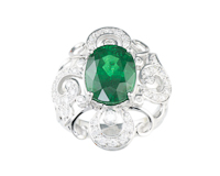 Tsavorite garnet and diamond ring