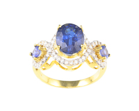 Kyanite, blue sapphire and diamond ring