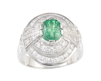 Tsavorite garnet and diamond ring