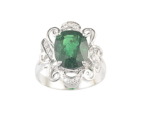 Tsavorite garnet and diamond ring