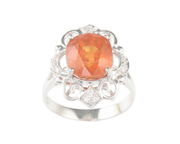 Mandarin spessartite garnet and diamond ring