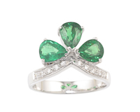 Tsavorite garnet and diamond ring