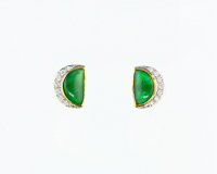 Jadeite (type-A) and diamond earrings