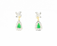 Jadeite (type-A) and diamond earrings