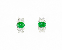 Jadeite (type-A) and diamond earrings