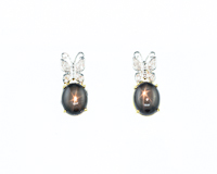 Star sapphire and diamond earrings