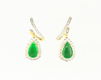 Jadeite (type-A) and diamond earrings