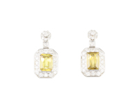 Sphene and diamond earrings