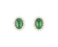 Jadeite (type-A) and diamond earrings