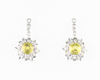 Sphene and diamond earrings