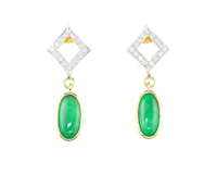 Jadeite (type-A) and diamond earrings