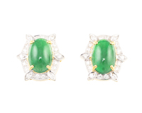 Jadeite (type-A) and diamond earrings