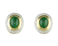 Jadeite (type-A) and diamond earrings