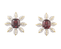 Spinel and diamond earrings