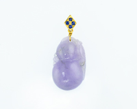 Jadeite (type-A) carving and blue sapphire pendant