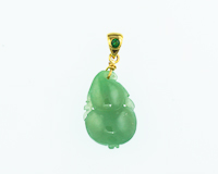 Jadeite (type-A) carving and tsavorite garnet pendant