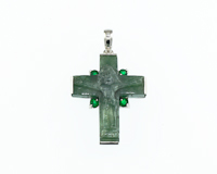 Jadeite (type-A) carving and garnet pendant