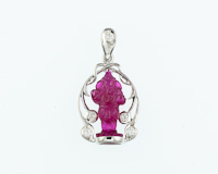 Ruby carving and diamond pendant