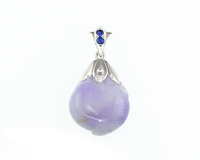 Jadeite (type-A) carving and blue sapphire pendant