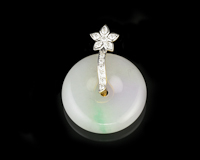 Jadeite (type-A) carving and diamond pendant