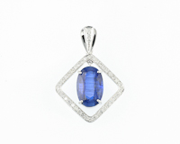 Kyanite and diamond pendant