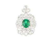 Tsavorite garnet and diamond pendant