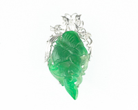 Jadeite (type-A) carving and diamond pendant