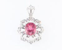 Rubellite and diamond pendant