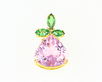 Kunzite and tsavorite garnet pendant