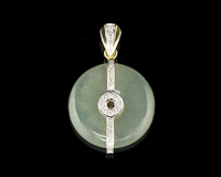 Jadeite (type-A) carving and diamond pendant