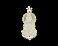 Jadeite (type-A) carving and diamond pendant