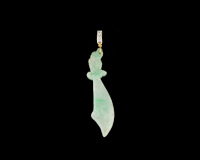 Jadeite (type-A) carving and diamond pendant