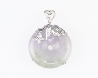 Jadeite (type-A) carving and diamond pendant