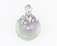 Jadeite (type-A) carving and diamond pendant